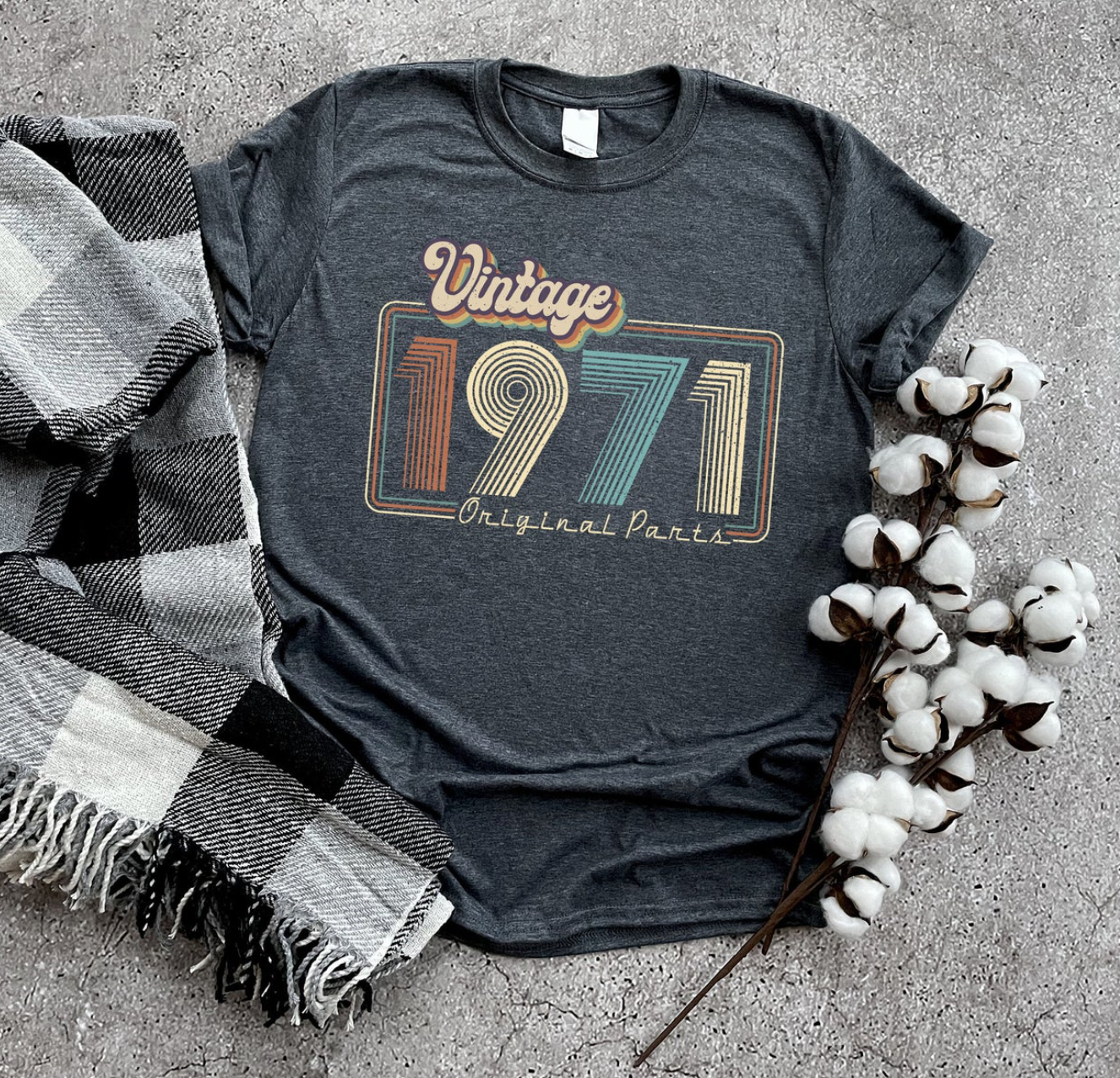 1971 Birthday Shirt, 50th Birthday Gift For Man Woman, Vintage 1971 Original Part T-Shirt, 50th Birthday Shirt, 50 Years Old Shirt