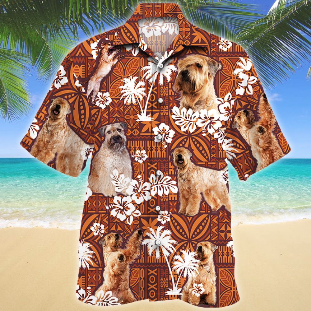 Soft Coated Wheaten Terrier Dog Red Tribal Pattern Hawaiian Shirt Ha98555