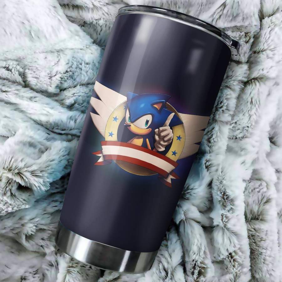 Sonic The Hedgehog Logo  – Perfect Gift  Traveling Mugs Insulated Stainless Steel Tumbler Cup