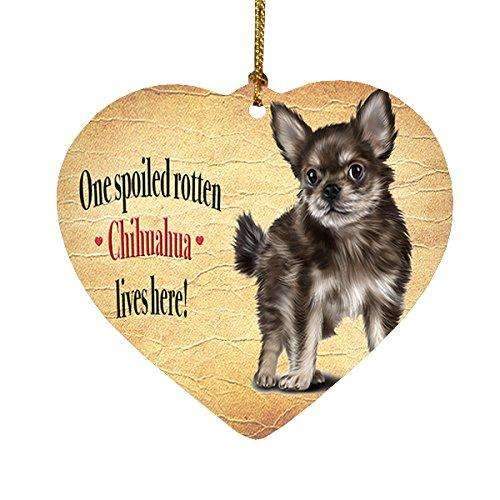 Chihuahua Puppy Spoiled Rotten Dog Heart Christmas Ornament