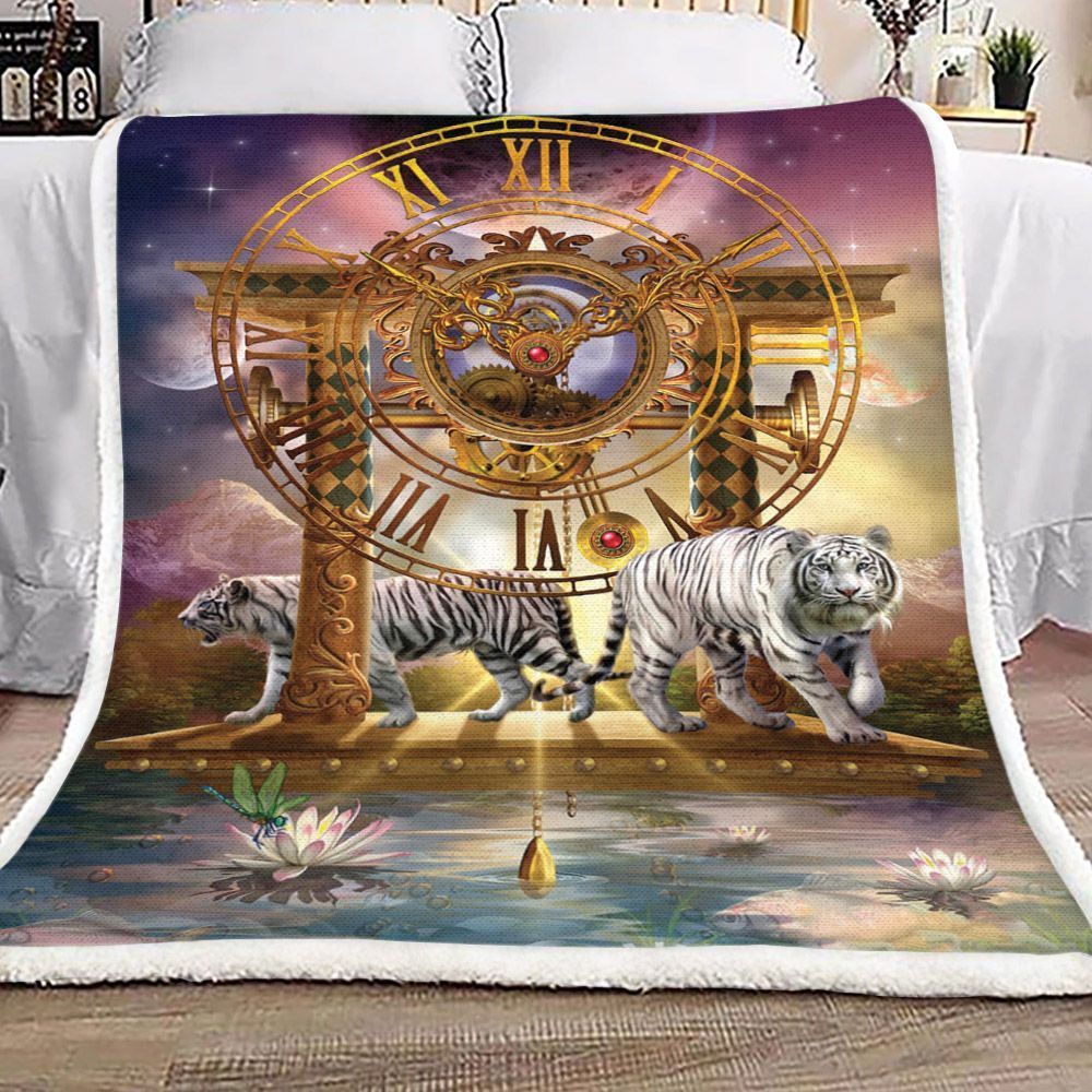 Tiger Lotus Sherpa Fleece Blanket Great Customized Blanket Gifts For Birthday Christmas Thanksgiving