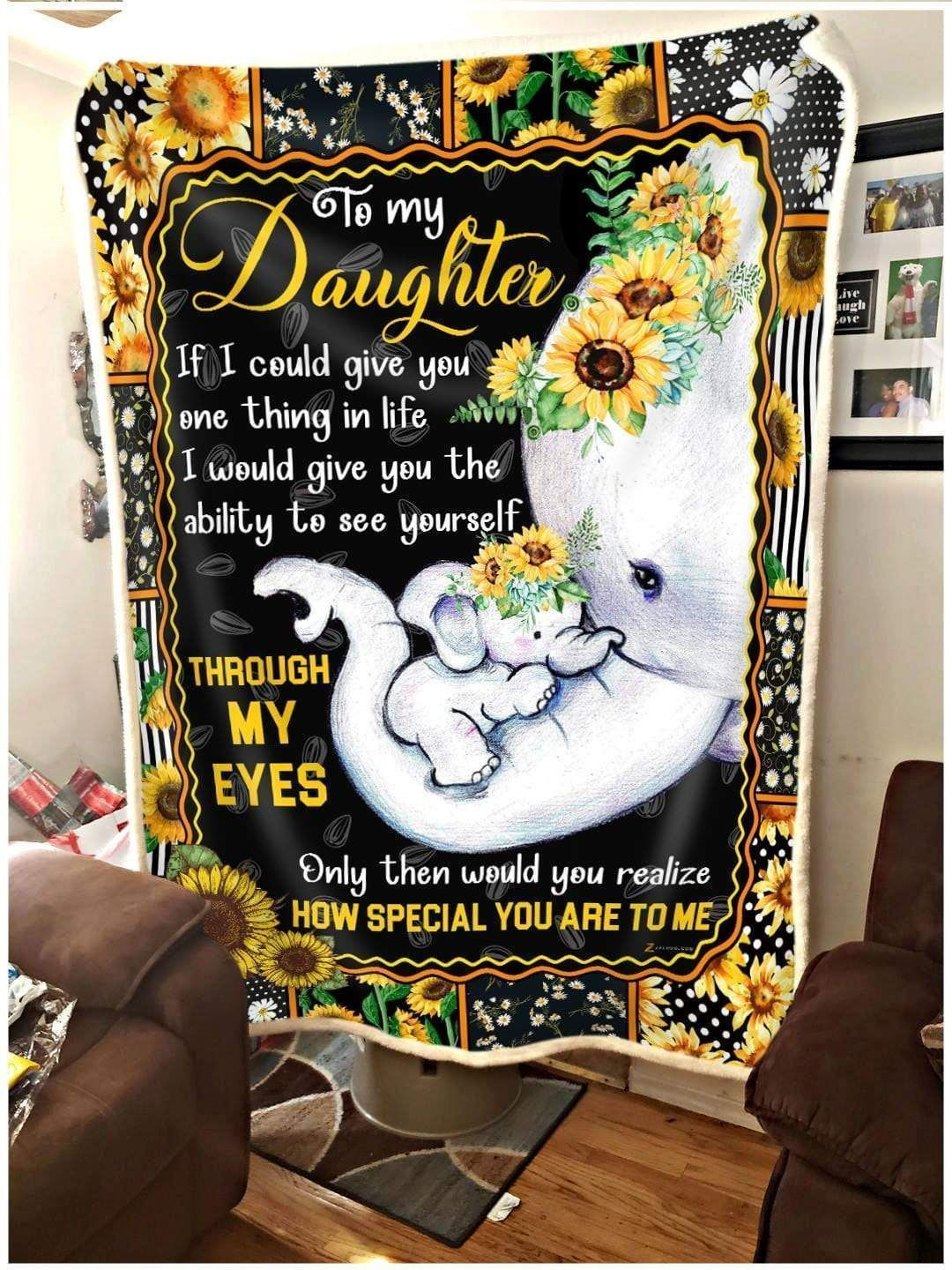 Personalized Sunflower Elephant To My Daughter From Parent You Realize How Special You Are To Me Fleece Blanket Great Customized Gifts For Birthday Christmas Thanksgiving Perfect Gifts For Elephant Lover