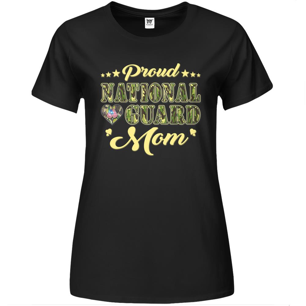 Proud National Guard Mom Dog Tags Heart Military Mother Premium Womens Tshirts