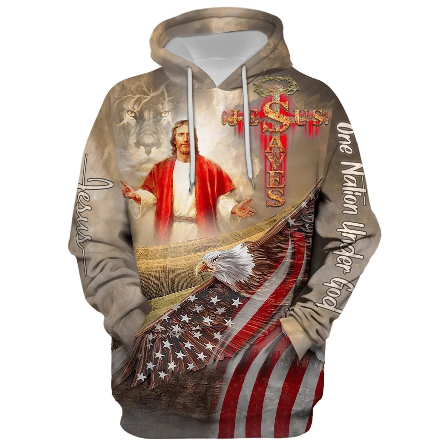 Jesus Saves  One Nation Under God Hoodie  Men & Women Christian Hoodie  3D Printed Hoodie