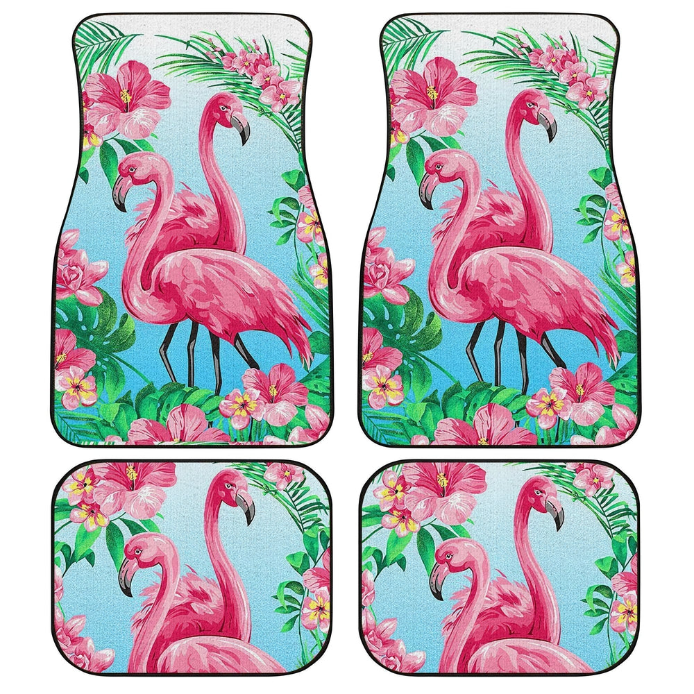 Pink Flamingo Car Floor Mats Custom Tropical Flower Car Accessories