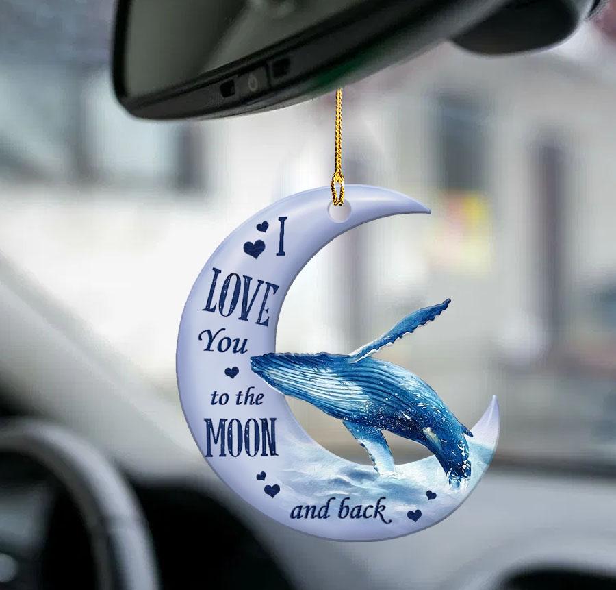 Whale Love You Moon Back Car Hanging Ornament