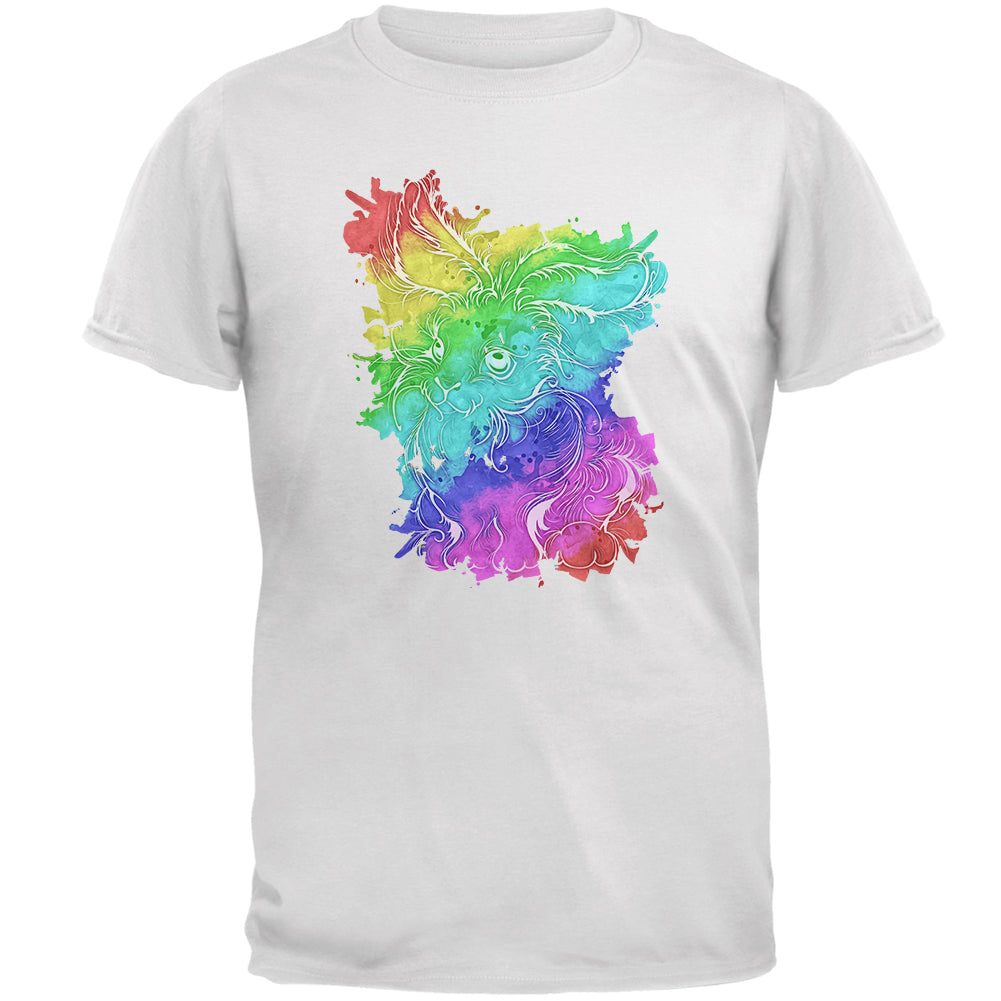 Rainbow Watercolor Easter Bunny Mens T Shirt