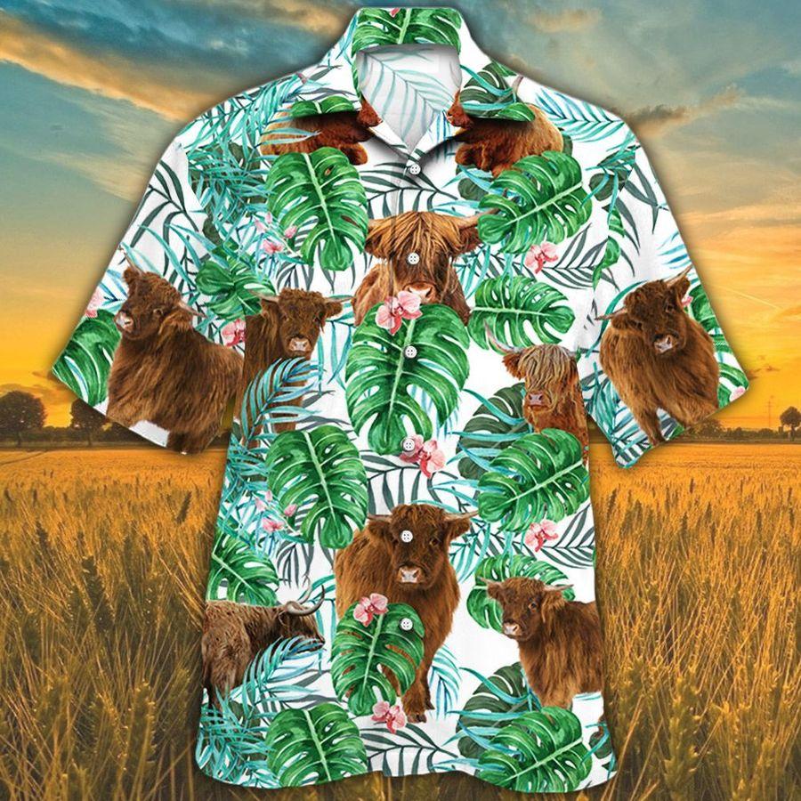 Highland Cattle Lovers Tropical Plant Hawaii Cow Hawaii Shirt For Men Women Ha53633