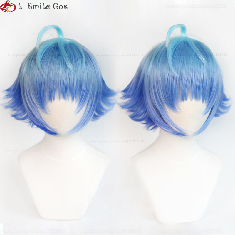 Anime Bubble Cosplay Uta Wig Short Blue Gradient Heat Resistant Synthetic Hair Halloween Party Woman Wigs + Wig Cap alx