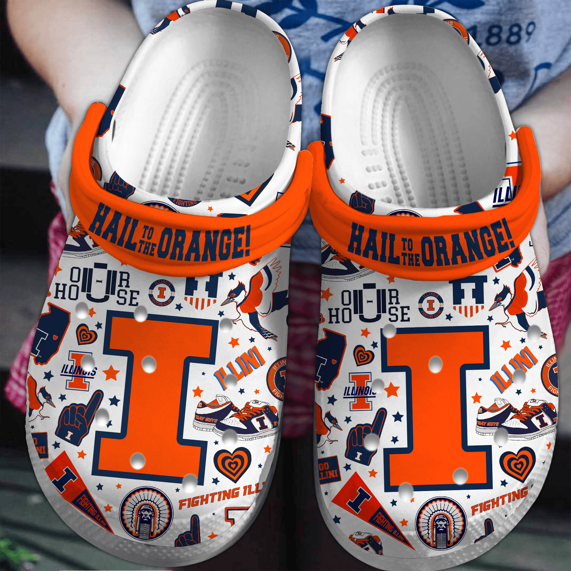 Illiois Fighting Illini NCAA Sport Crocss Crocband Clogs Shoes Comfortable For Men Women and Kids