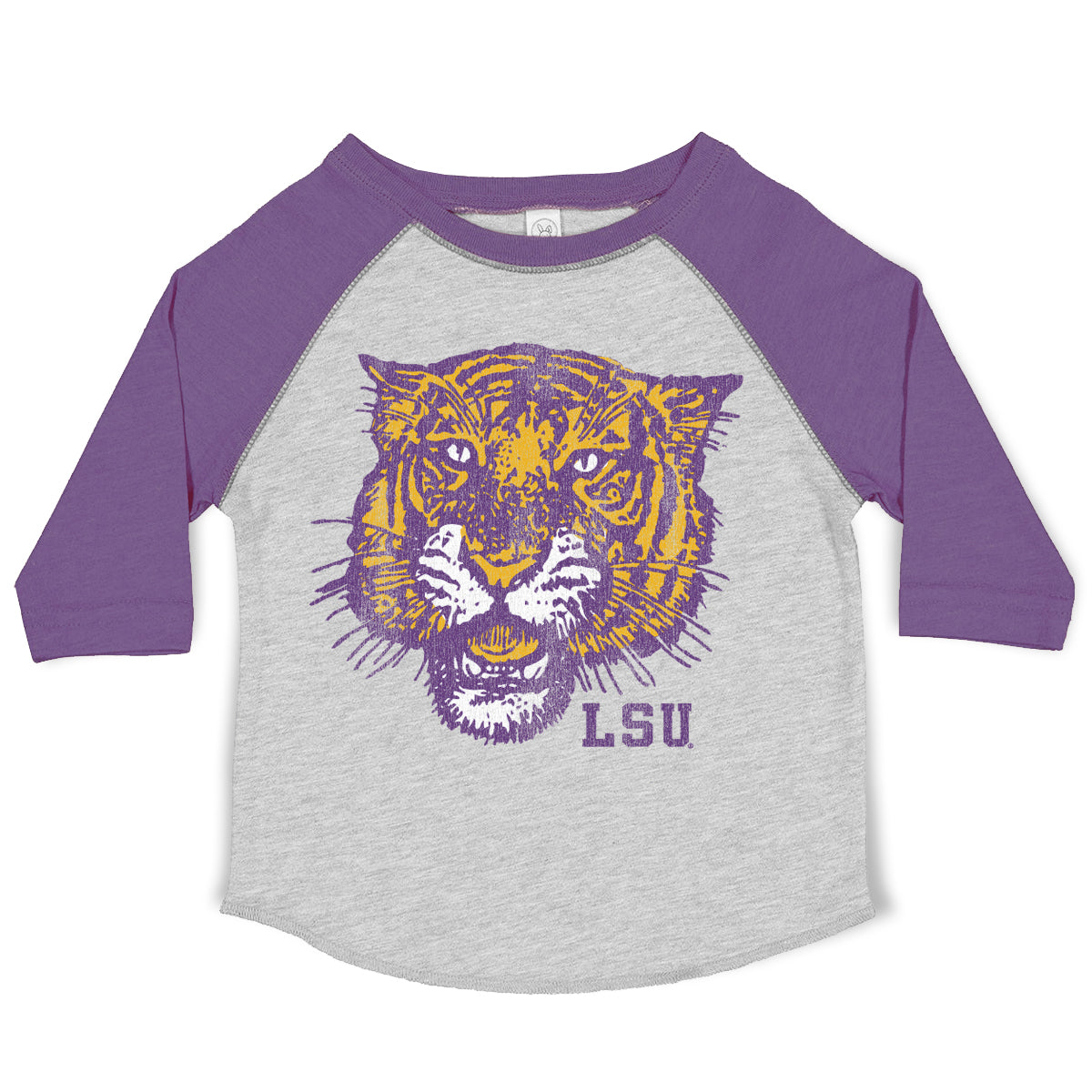 B&B Dry Goods Lsu Tigers 78 Tiger Toddler Raglan T-Shirt – Purple / Grey