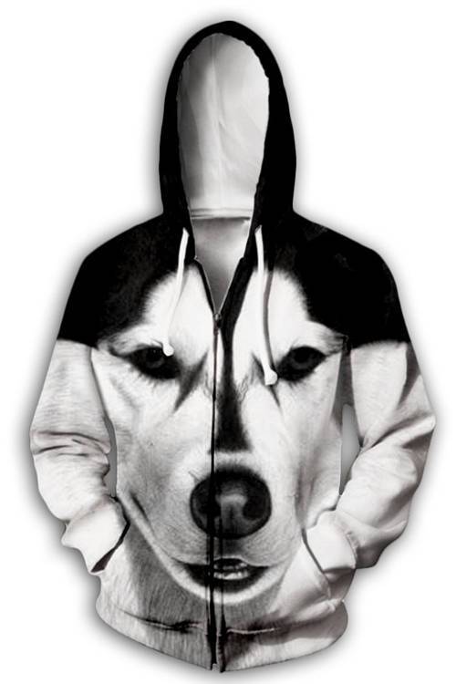 [CITYBARKS] [Zip Hoodie] Animals Dogs Husky