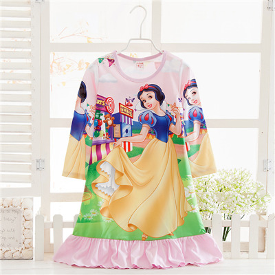 2019 New Style Snow White Pattern Girls Nightgowns Children Party Dresses Sleepwear Pajamas Baby Girls Nightie Dress Pyjamas alx