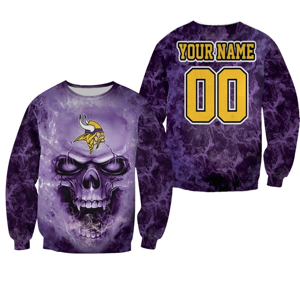 Minnesota Vikings Skull For Vikings Fans 3D Personalized Sweater All-Over Print