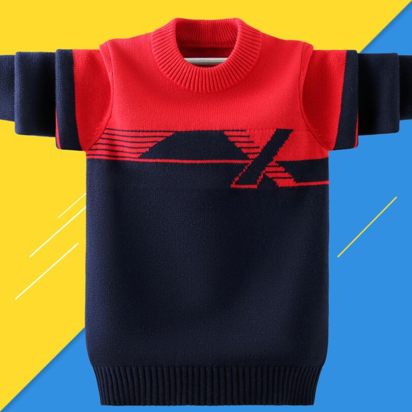 Boys sweater 3-17T kids pure cotton warm jacket children pullovers O-neck knite shirt turn-down collar teenage bottoming shirt alx