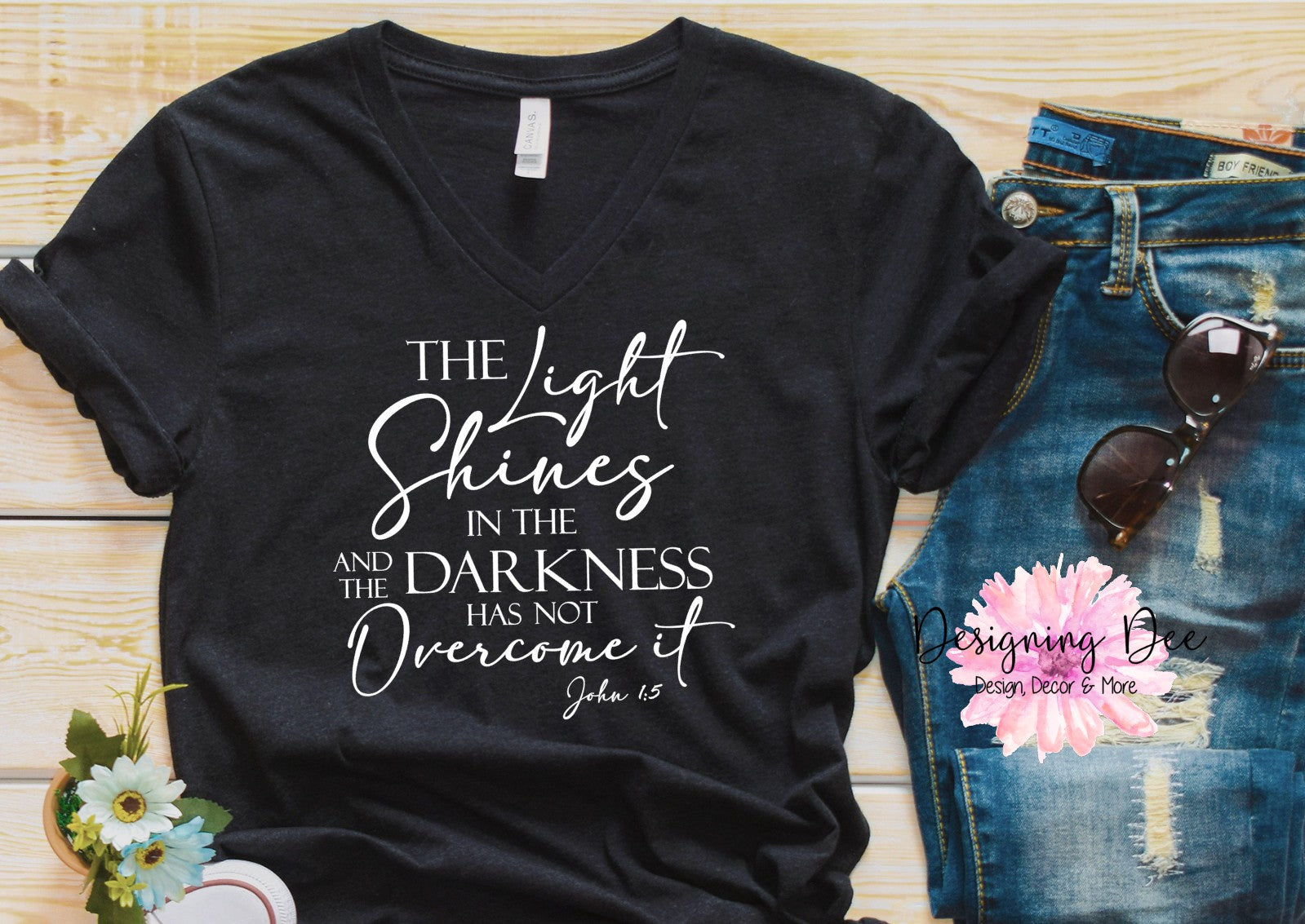 The Light Shines In The Darkness Christian Shirt