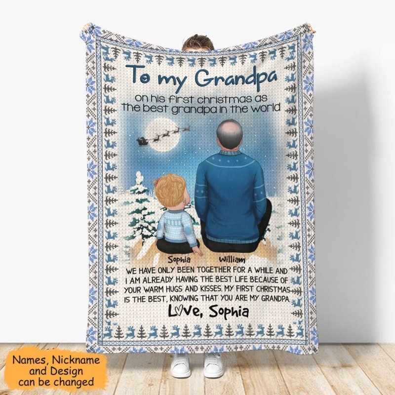 To My Grandparent First Christmas Winter Night Personalized Christmas Blanket