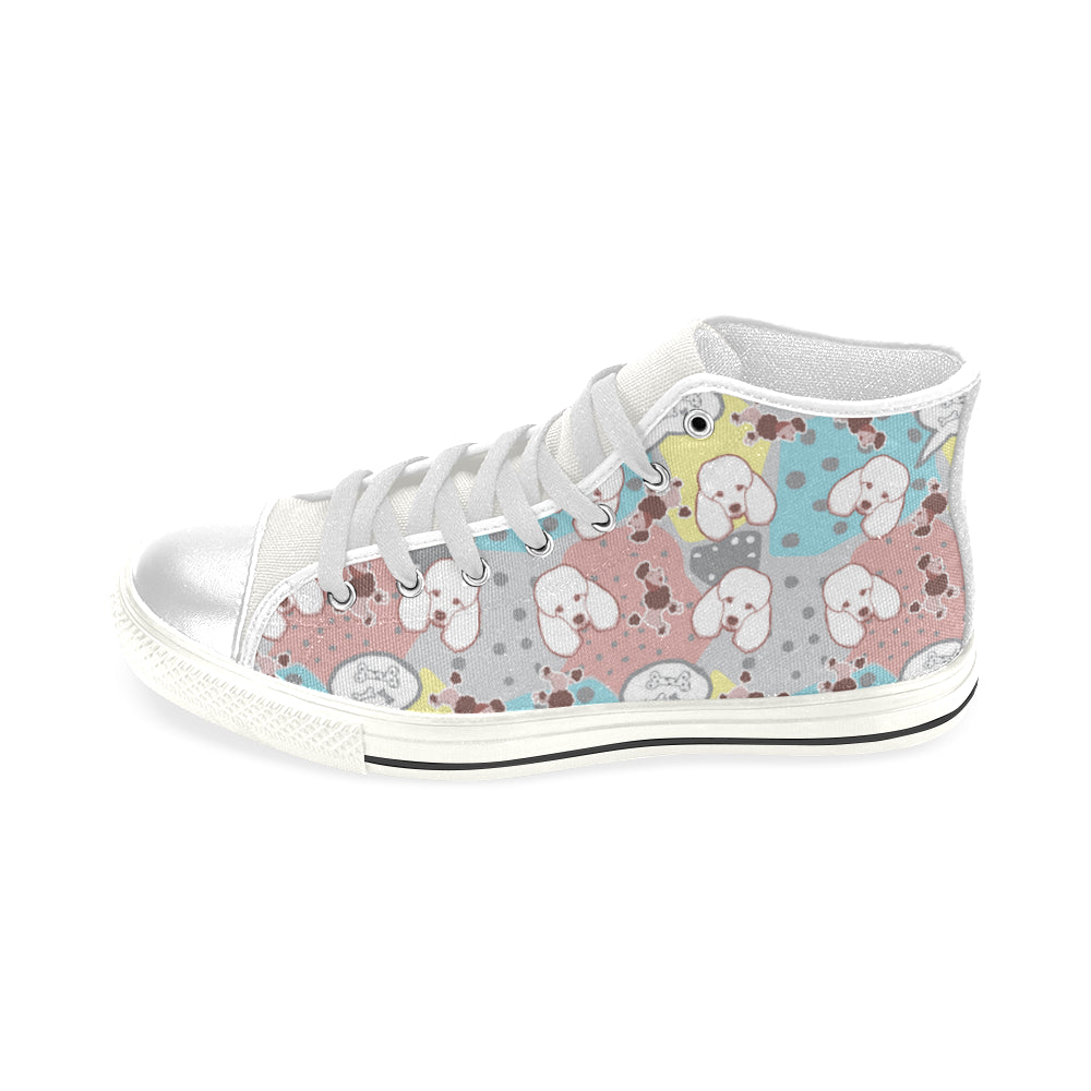 Poodle Pattern White Men’s Classic High Top Canvas Shoes