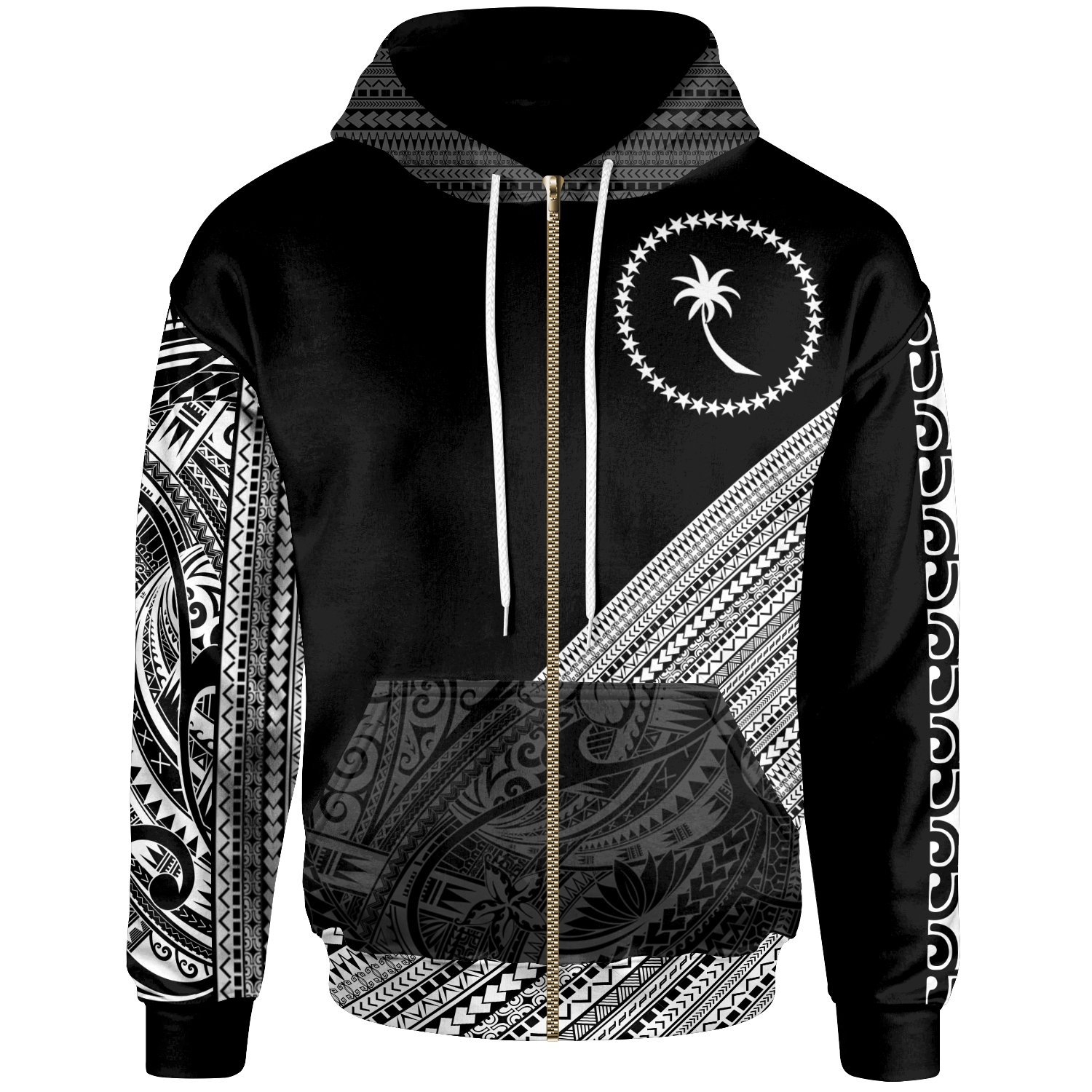 Chuuk Custom Personalised Zip Hoodie- Diagonal Pattern – Pacific Print Hoodie