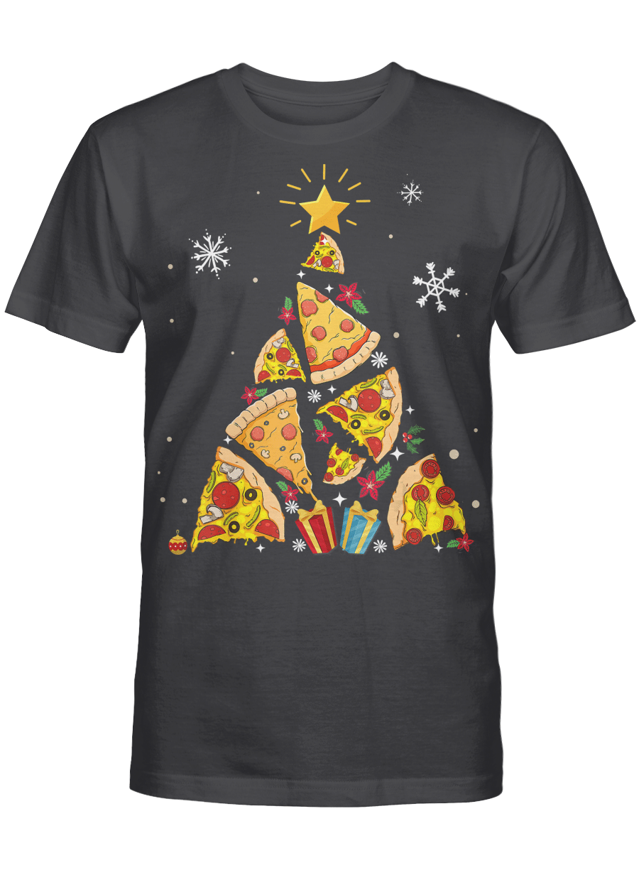 AmazeStyleZ Santa’s Reindeer, Ugly Christmas Sweater, Christmas Gift Ideas, Funny Pizza Christmas Tree T-Shirt