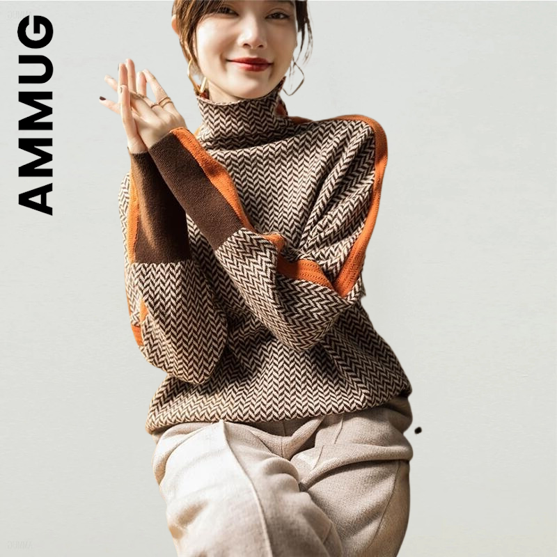 Ammug Turtleneck Women Sweater New Knitted Korean Soft Knit Sweater Sexy Sweaters Ladies Streetwear Harajuku Female Knitwear alx