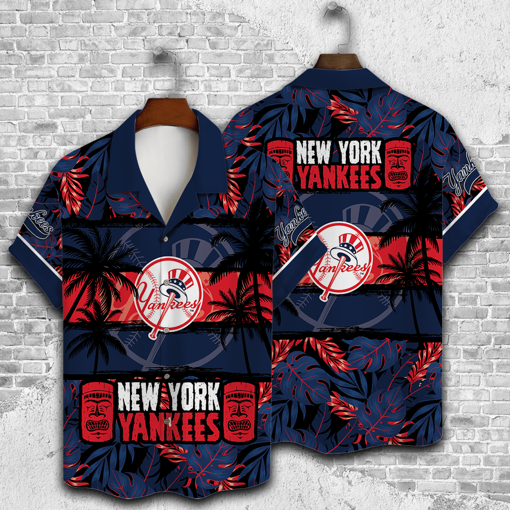 New York Yankees Palm Tree Aop Hawaiian Shirt V27