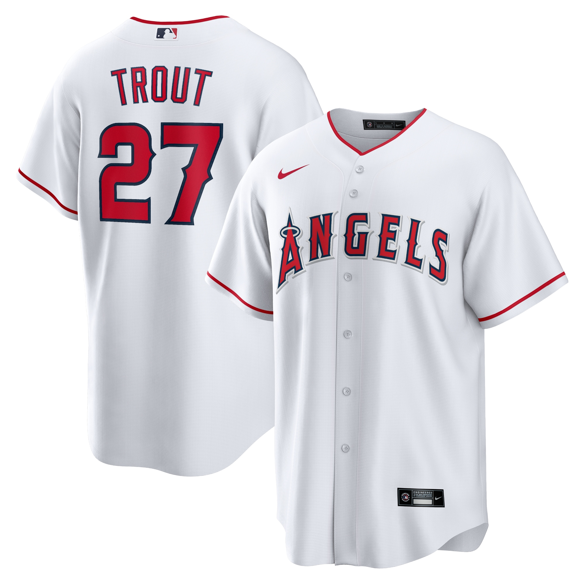 Mike Trout Los Angeles Angels Home Replica Player Name Jersey – White