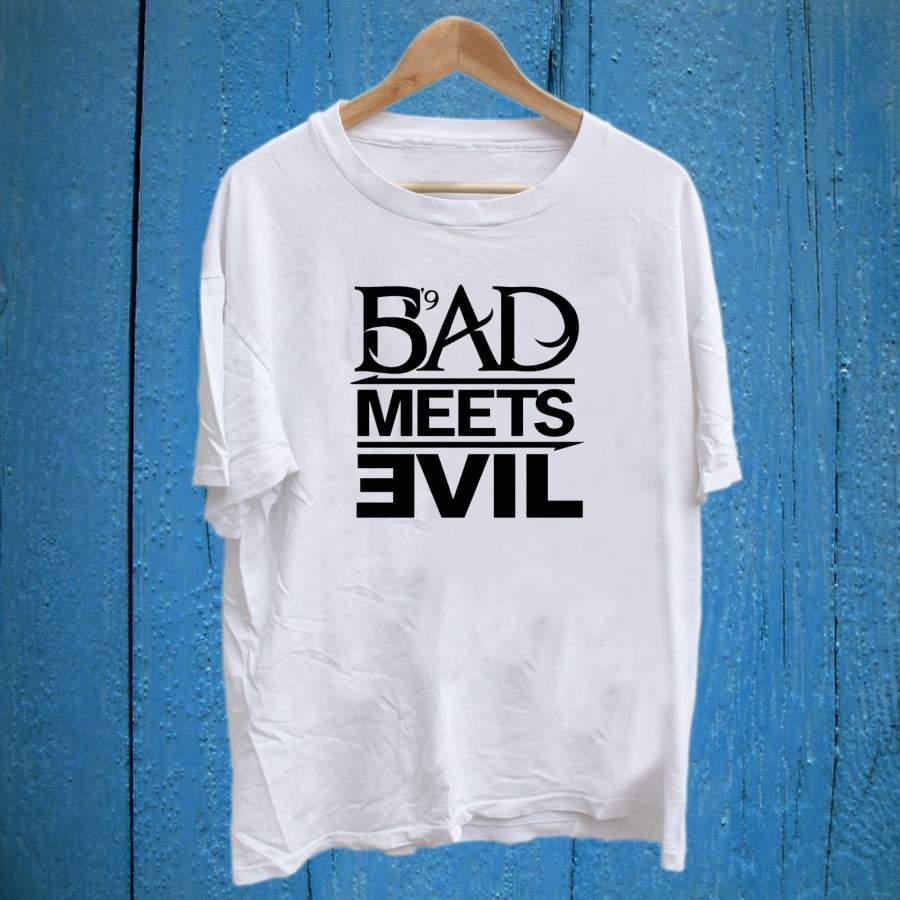 Mens Eminem Bad Meets cWhite T Shirt