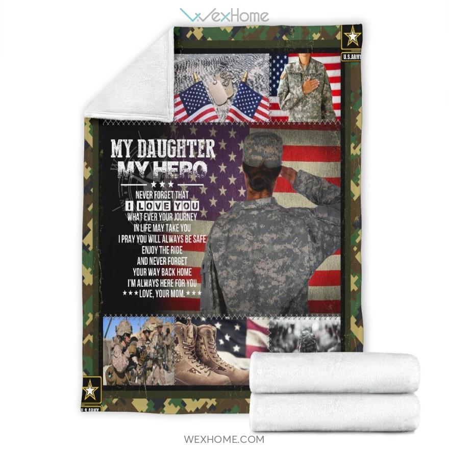 My Daughter My Hero Female Soldier Army Veteran Premium Blanket