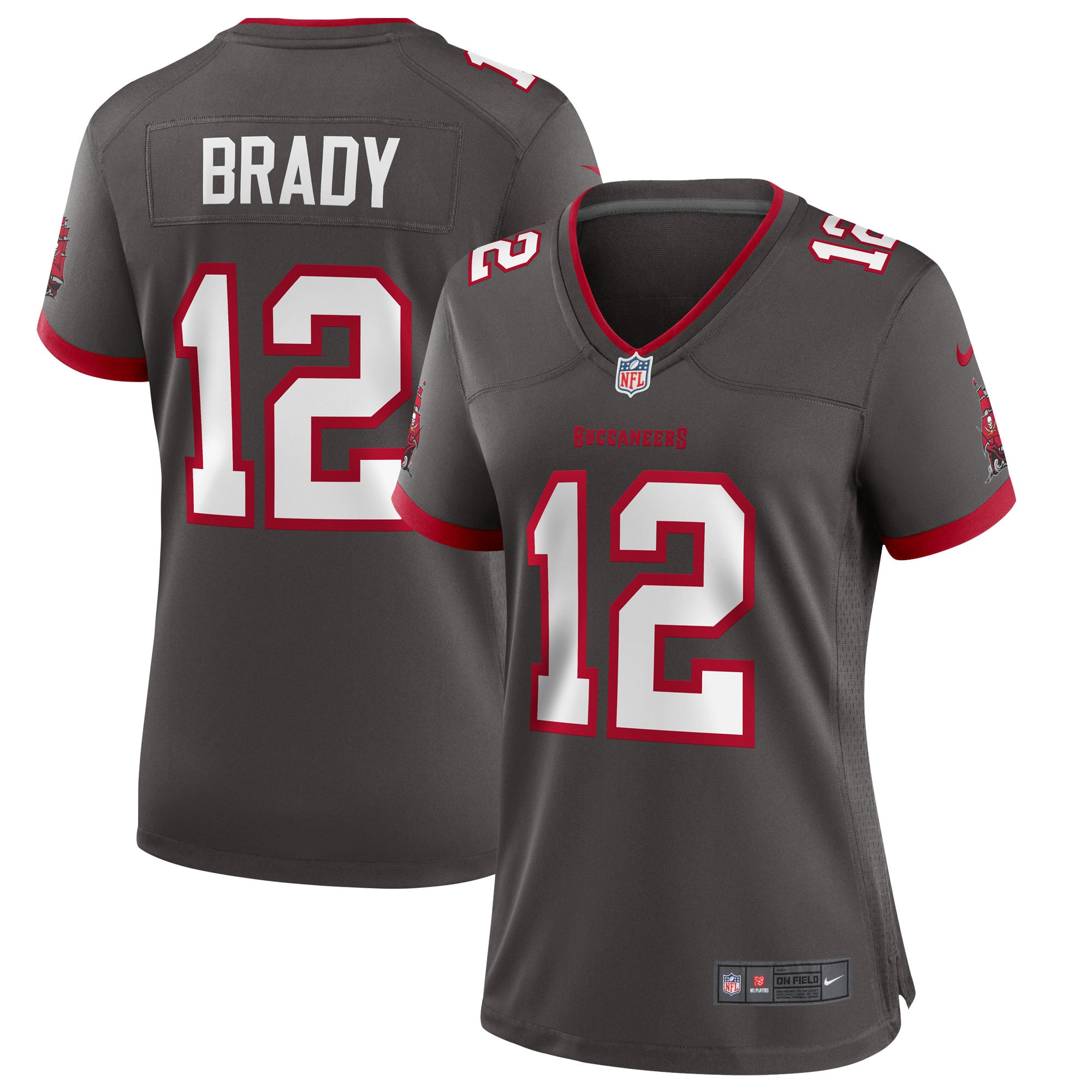 Tom Brady Tampa Bay Buccaneers Womens Alternate Game Jersey – Pewter NFL