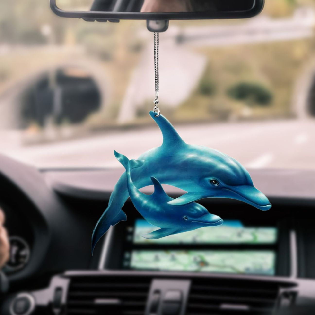 Dolphin Family, Mom And Son 3D Printed Car Hanging Orrnament