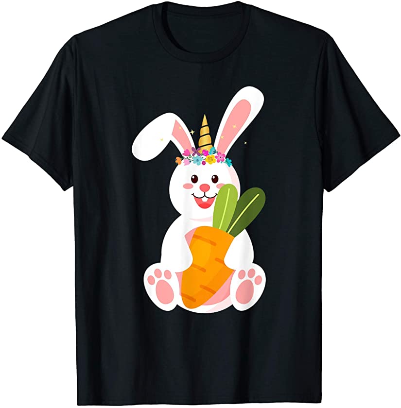 Cute Unicorn Rabbit Easter Bunny Costume for Girls Kids Boys T-Shirt