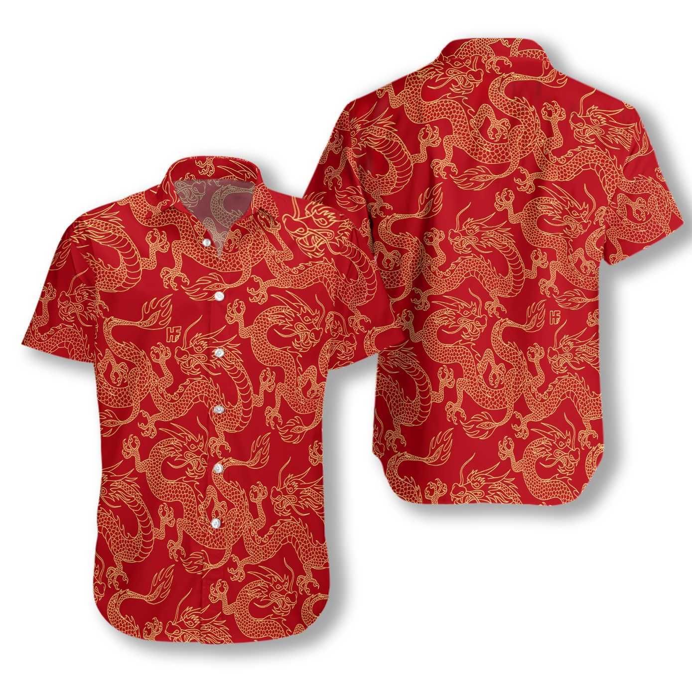 Oriental Dragon Red 1912 Hawaii Shirt Ha74030