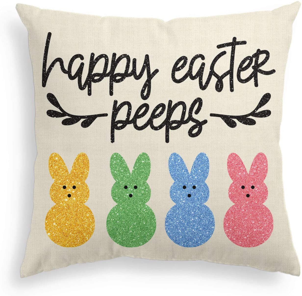 Avoin Happy Easter Peeps Pillow Cover Bunny Rabbit Decorative Throw Pillow