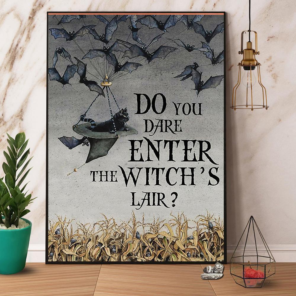 Witch Cat Do You Dare Enter The Witch’S Lair Halloween Gift Paper Poster No Frame Matte Canvas, Wall Decor Visual Art Wall Decor