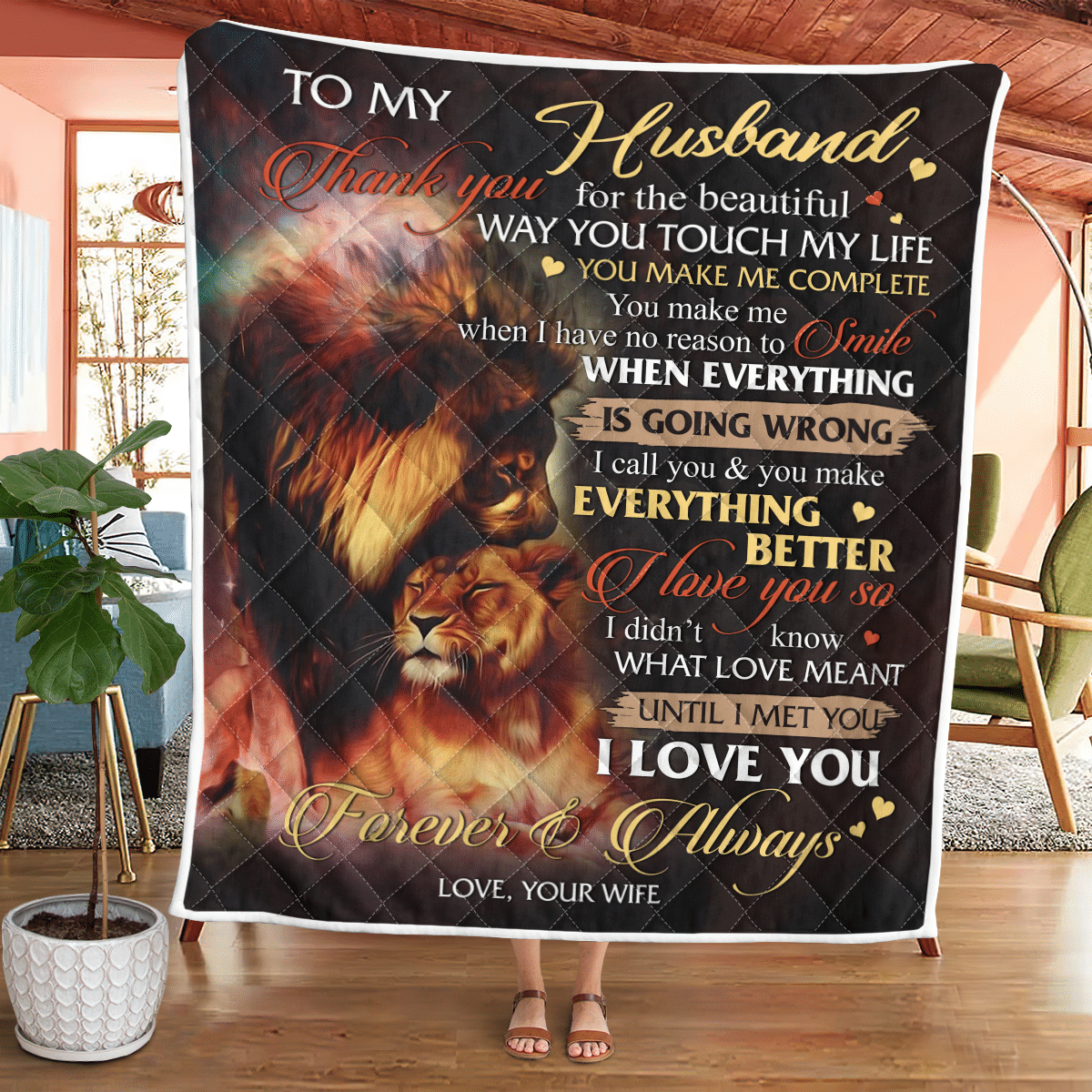 To My Husband – Lion Quilt Wq080322171