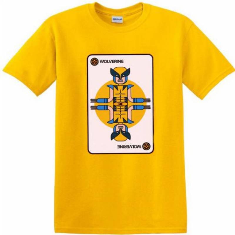 X Men Wolverine Playing Card Men’s T-Shirt yellow