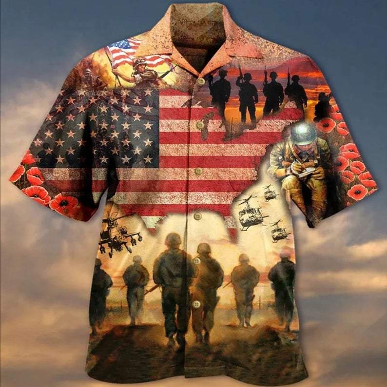 Veterans Blood Sweat And Tear Soldiers Hawaiian Shirt | For Men & Women | Adult | Hw8471