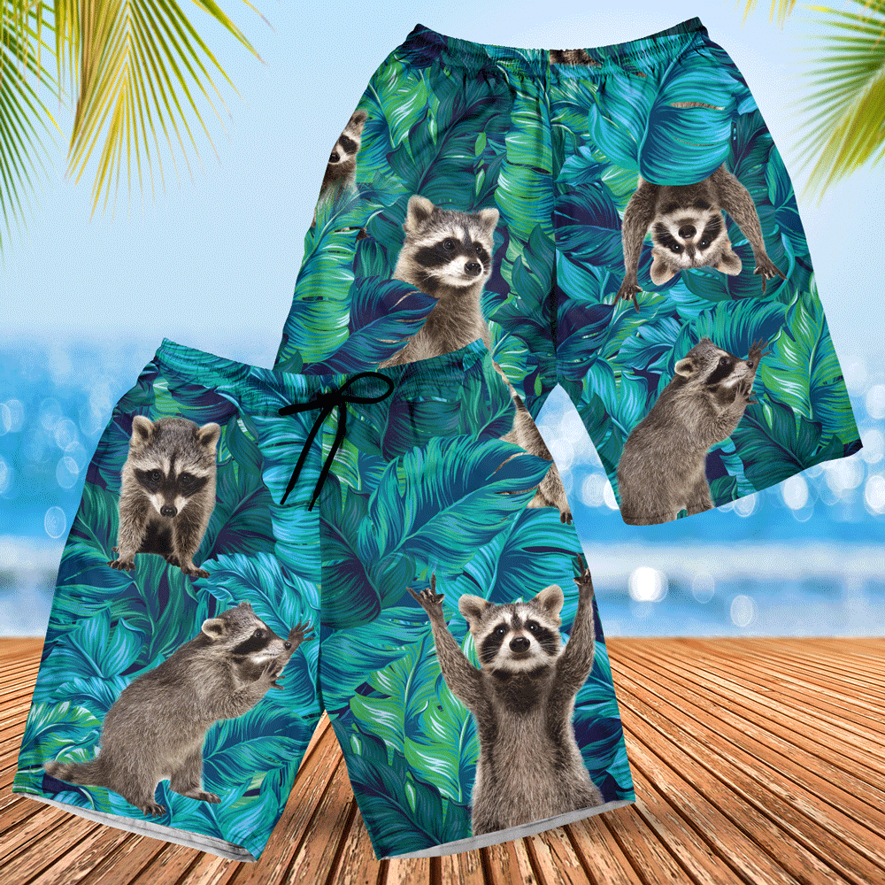 Raccoon Lovers Gift Hawaii Shorts Ha64066