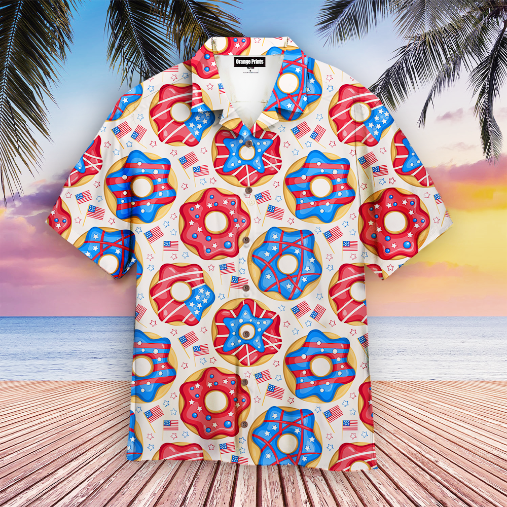 4Th Of July Donuts America Hawaiian Shirt | For Men & Women | Wt6355