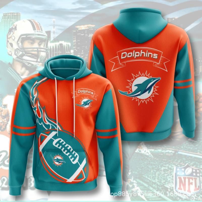 Fall/winter Miami Dolphins men’s 3D digital printing hoodie