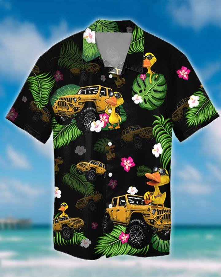 Jeep And Duck Tropical Black Unisex Hawaii Shirts Ha46484