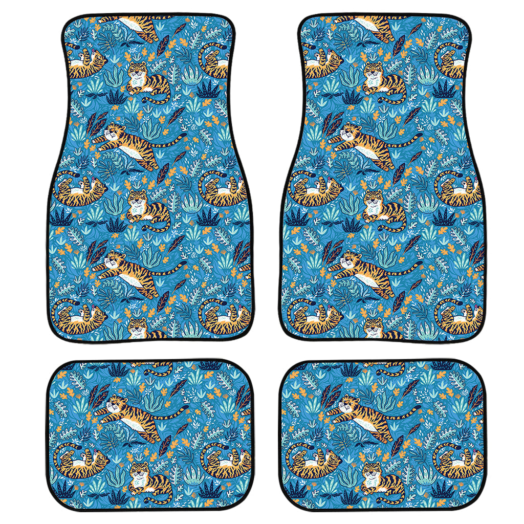 Cartoon Tiger Pattern Print Front And Back Car Floor Mats, Front Car Mat