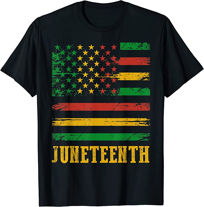 Happy Juneteenth 1865 American Flag Melanin Black Pride T-Shirt