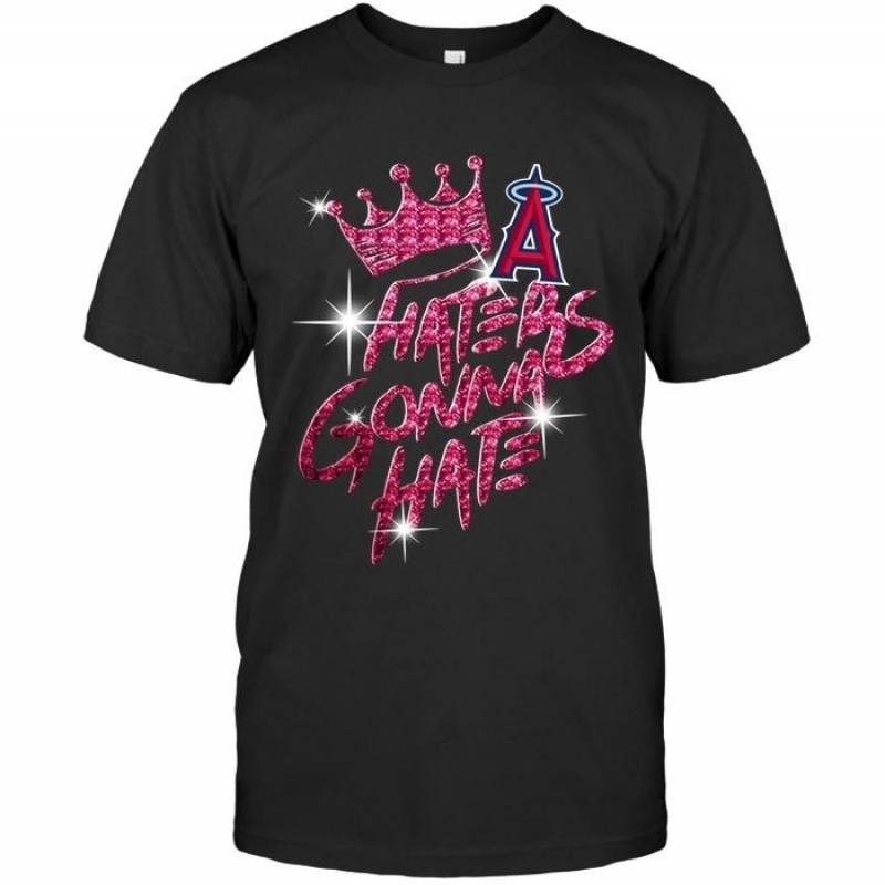 Los Angeles Angels Crown Haters Gonna Hate Glitter Pattern T Shirt – Gearpenguin.com