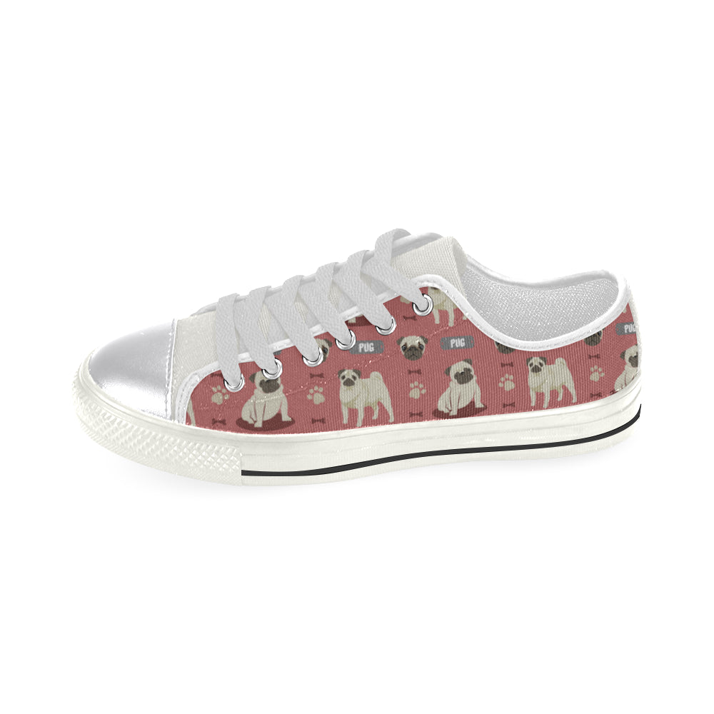 Pug Pattern White Canvas Women’s Shoes (Large Size)