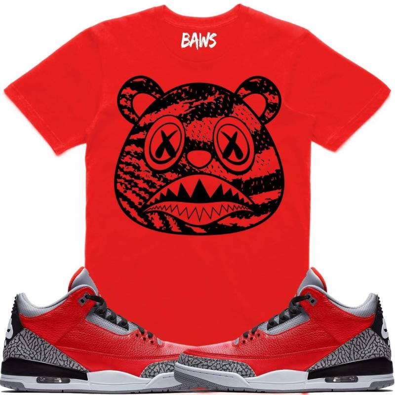 Zebra Baws Sneaker T-Shirt Jordan Retro 3 Red Cement Elephant