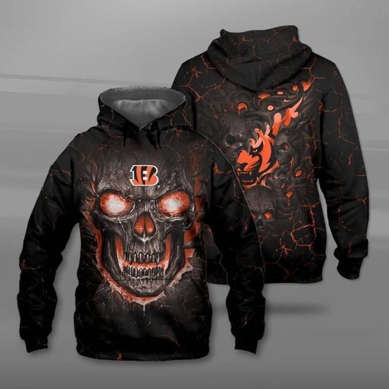 Lava Skull Cincinnati Bengals 3D All Over Print Hoodie S-5Xl