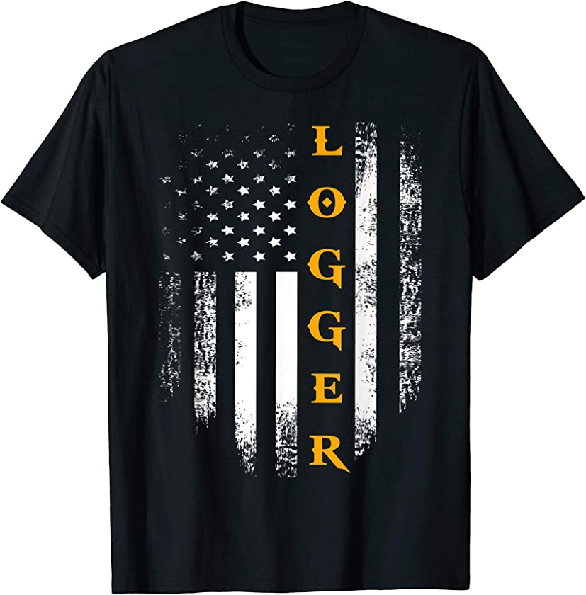 Vintage Logger With American Flag Logging/Carpenter Gift T-Shirt