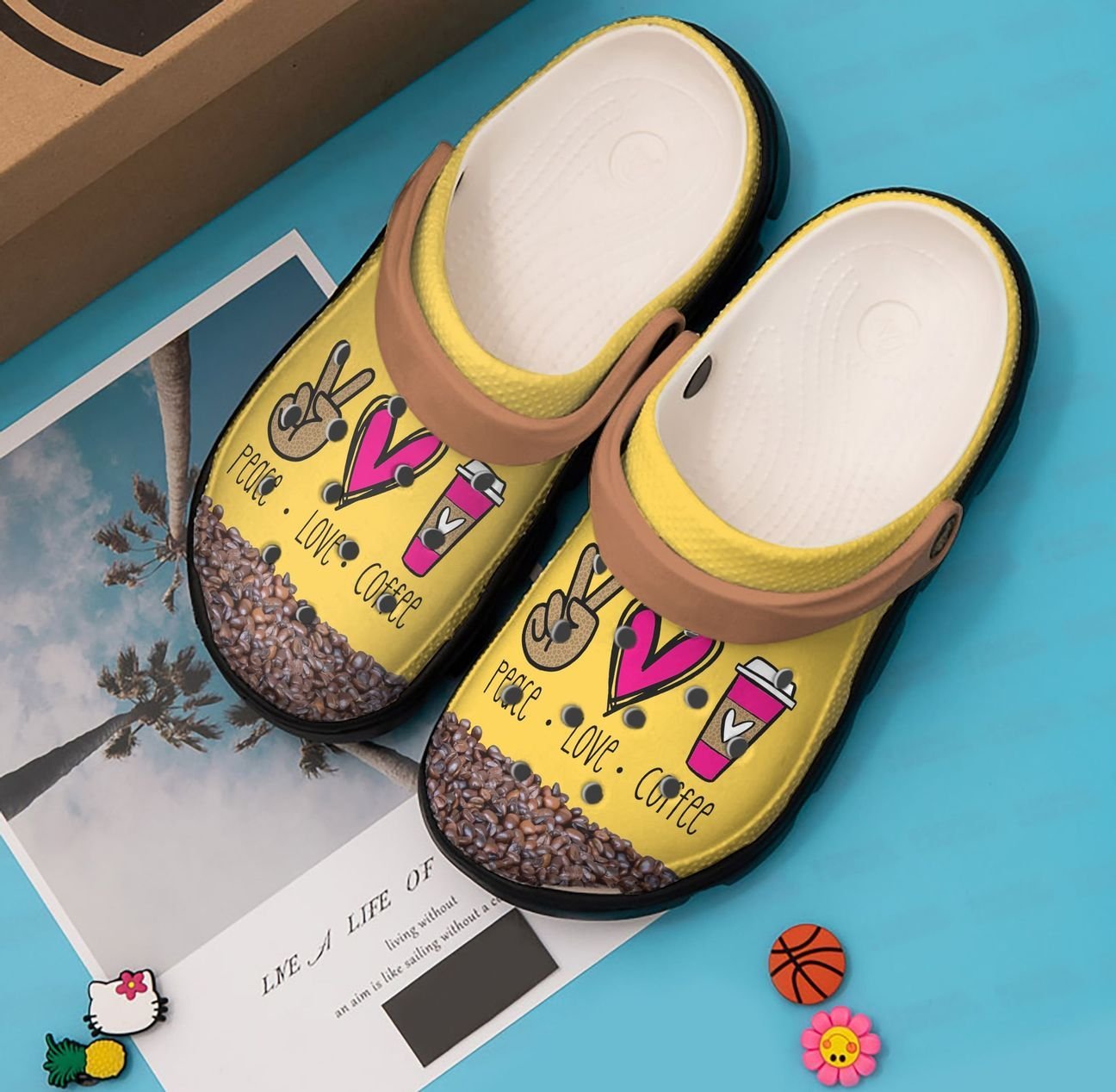 Coffee Personalized Clog, Custom Name, Text, Color, Number Fashion Style For Women, Men, Kid, Print 3D Peace Love Coffee